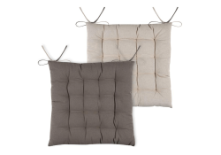 Galette de chaise Duo carré taupe lin