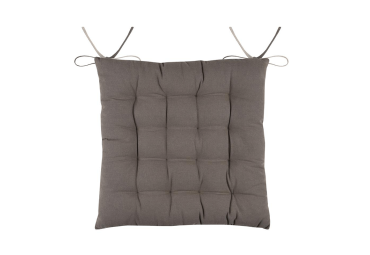 Galette de chaise Duo carré taupe lin