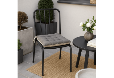 Galette de chaise Duo carré taupe lin