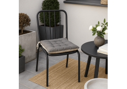 Galette de chaise Duo carré taupe lin