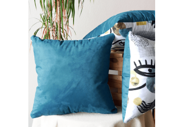 Coussin visage ligne bleu et jaune