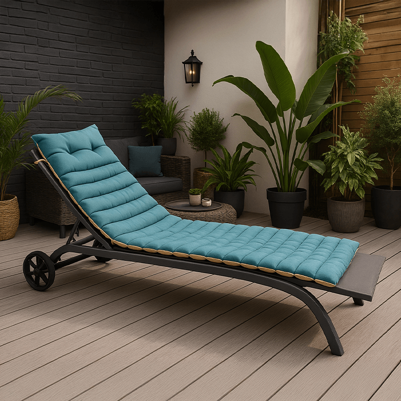 Coussin de bain de soleil DUO pétrole lin