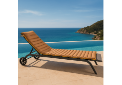 Coussin de bain de soleil DUO moutarde taupe