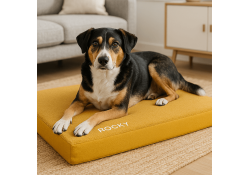 Coussin pour chien Memory tissu bouclette ocre L
