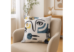 Coussin visage ligne bleu...